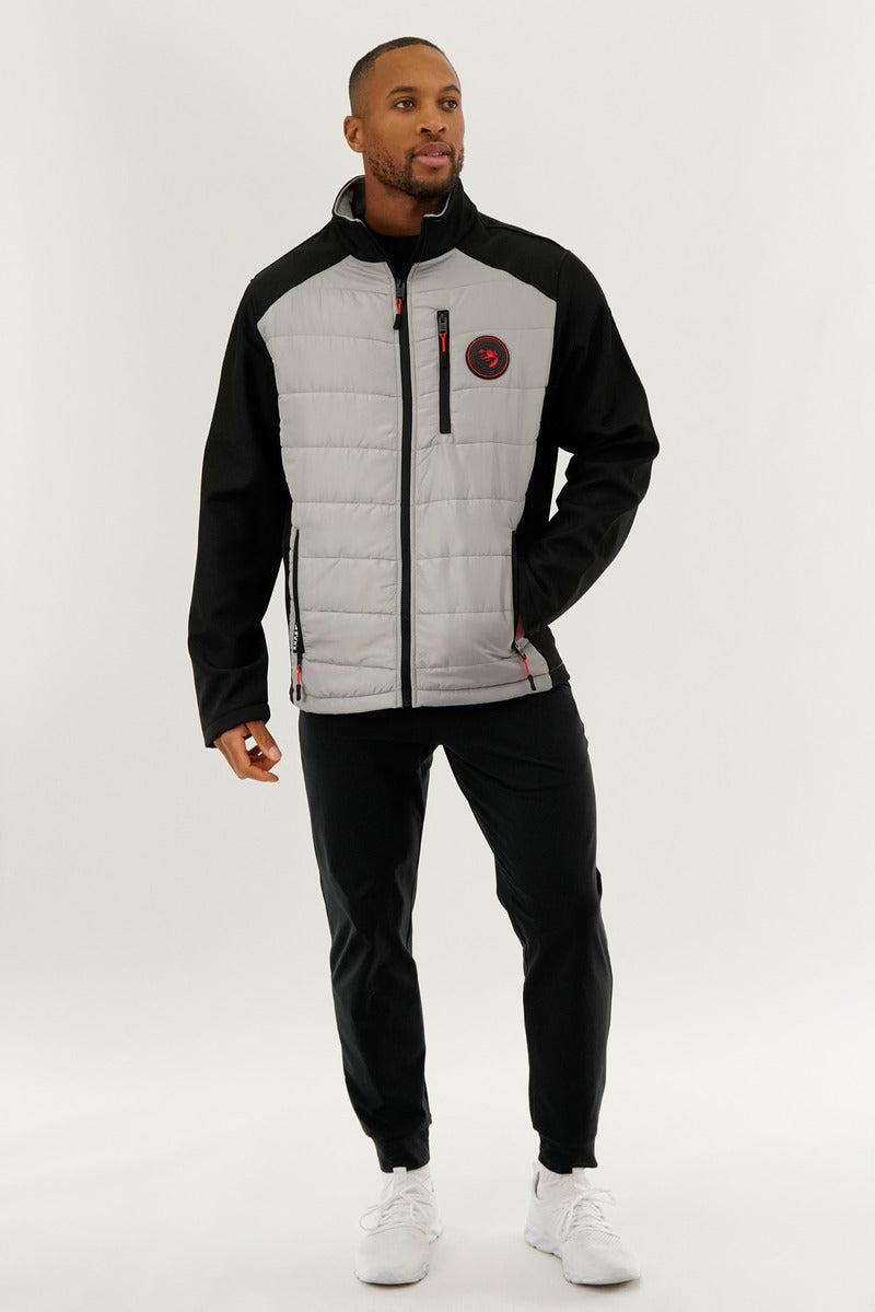 Quilted Colour Block Lightweight Jacket - Grey