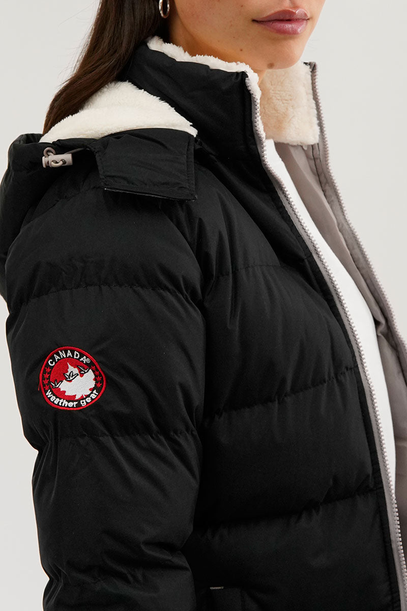 Canada Weather Gear Sherpa Lined Collar Bomber Jacket - Black - Womens Bomber Jackets - Canada Weather Gear