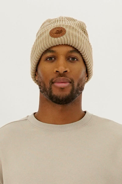 Canada Weather Gear Two Piece Waffle Hat - Beige - Mens Hats - Canada Weather Gear