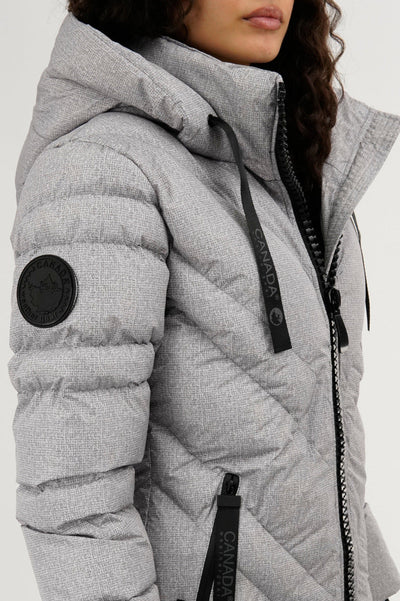 Canada Weather Gear Chevron Quilted Long Parka Jacket - Grey - Womens Parka Jackets - Canada Weather Gear