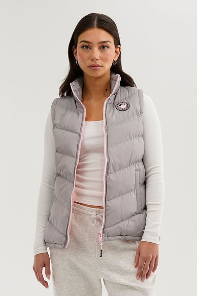Canada Weather Gear Chevron Puffer Vest - Grey - Womens Vests - Canada Weather Gear