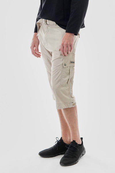 Essentials Super Triple Goose Belted Striped Cargo Shorts - Cream - Mens Shorts & Capris - Canada Weather Gear