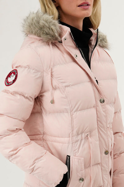 Canada Weather Gear Tie Waist Puffer Parka Jacket - Pink - Womens Parka Jackets - Canada Weather Gear