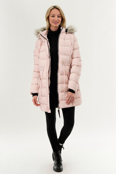 Canada Weather Gear Tie Waist Puffer Parka Jacket - Pink - Womens Parka Jackets - Canada Weather Gear