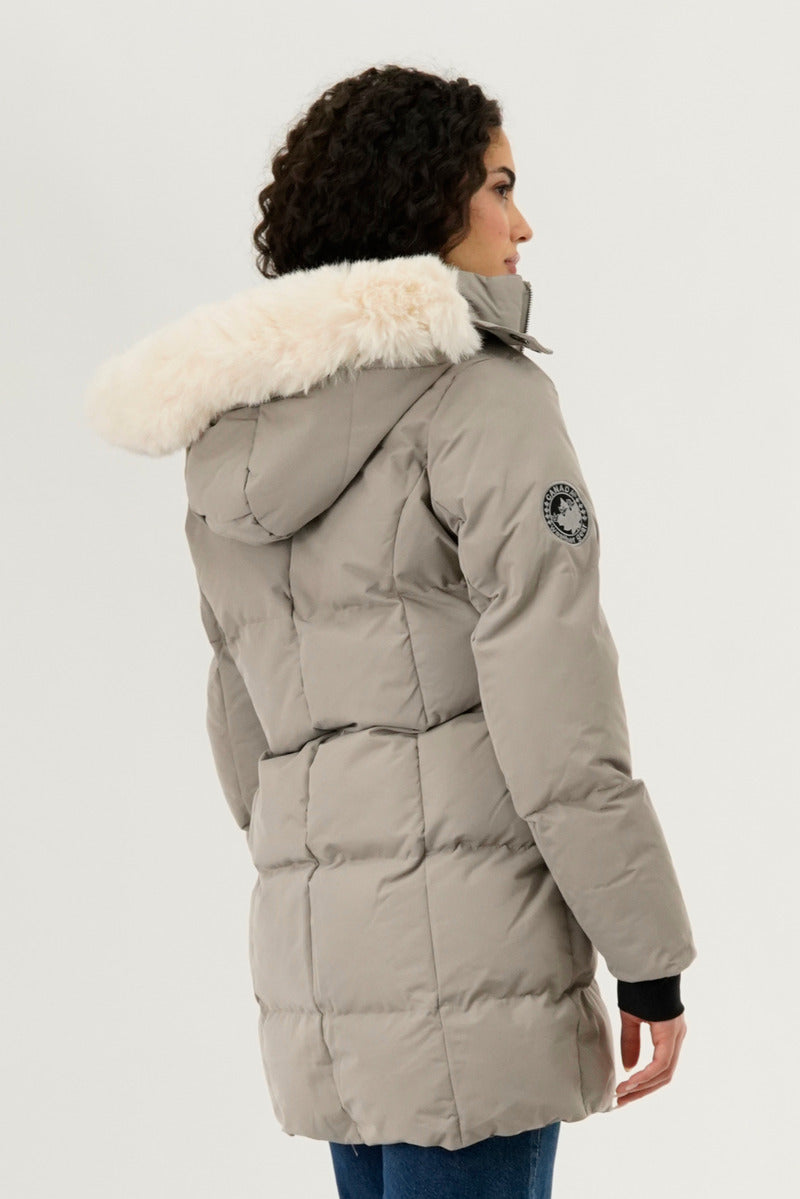Canada Weather Gear Faux Fur Lined Hood Parka Jacket - Beige - Womens Parka Jackets - Canada Weather Gear