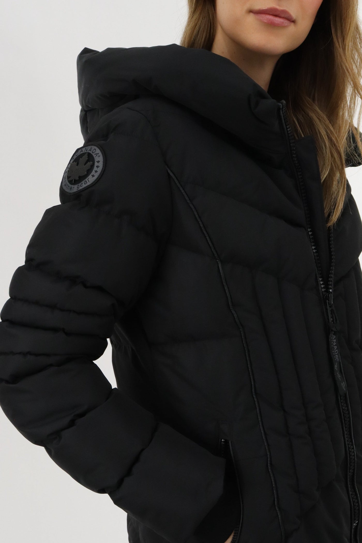 Canada Weather Gear Quilted Hooded Parka Jacket - Black - Womens Parka Jackets - Canada Weather Gear