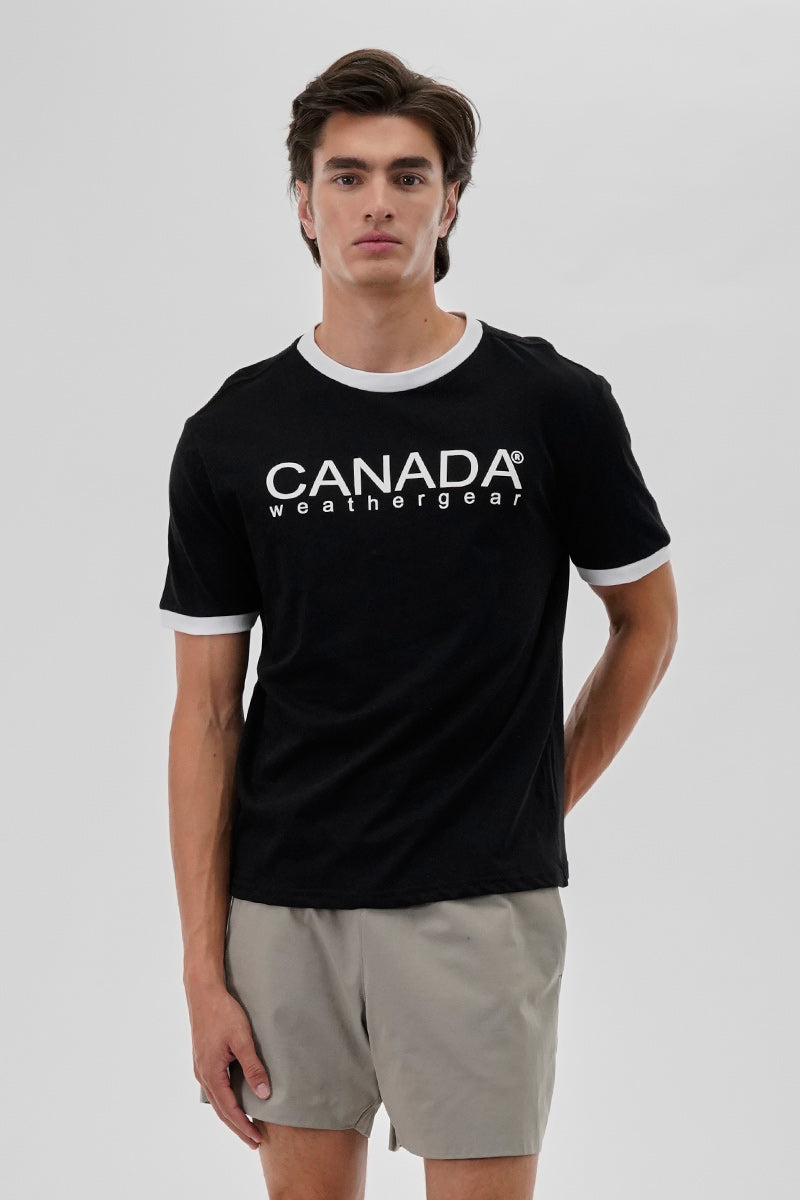 Canada Weather Gear Classic Ringer Tee - Black - Mens Tees & Tank Tops - Canada Weather Gear