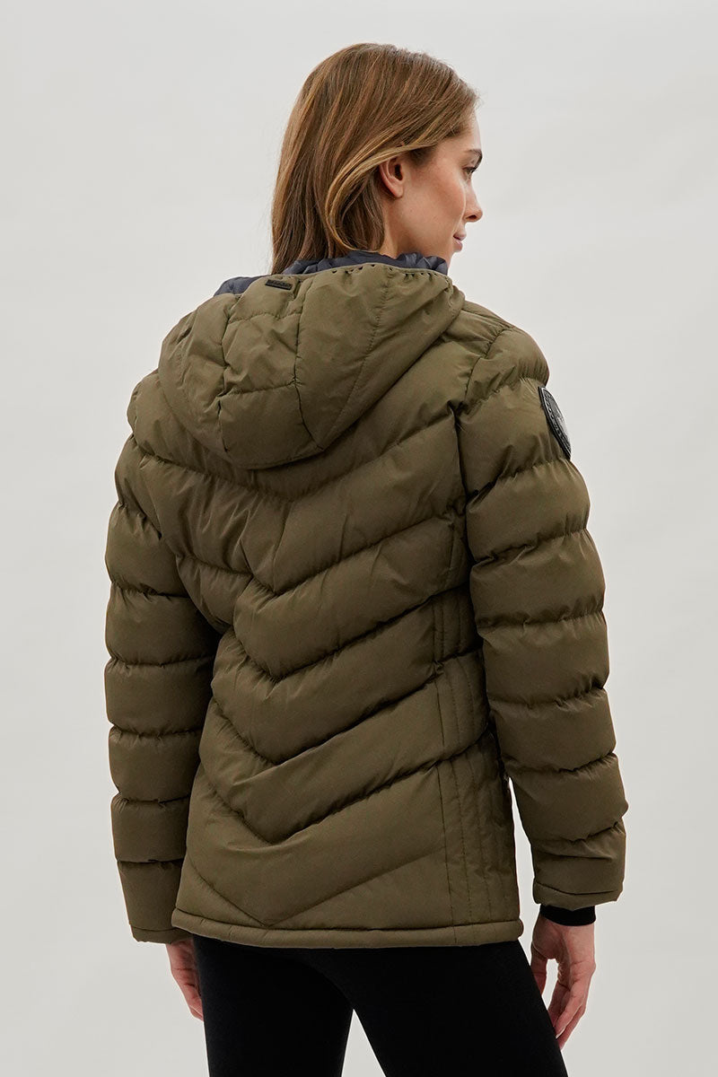 Canada Weather Gear Chevron Quilted Bomber Jacket - Olive