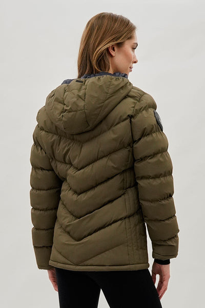 Canada Weather Gear Chevron Quilted Bomber Jacket - Olive