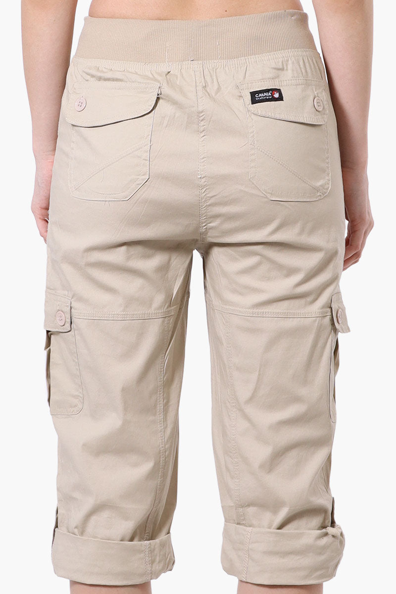 Canada Weather Gear Tie Waist Cargo Capris - Beige - Womens Shorts & Capris - Canada Weather Gear