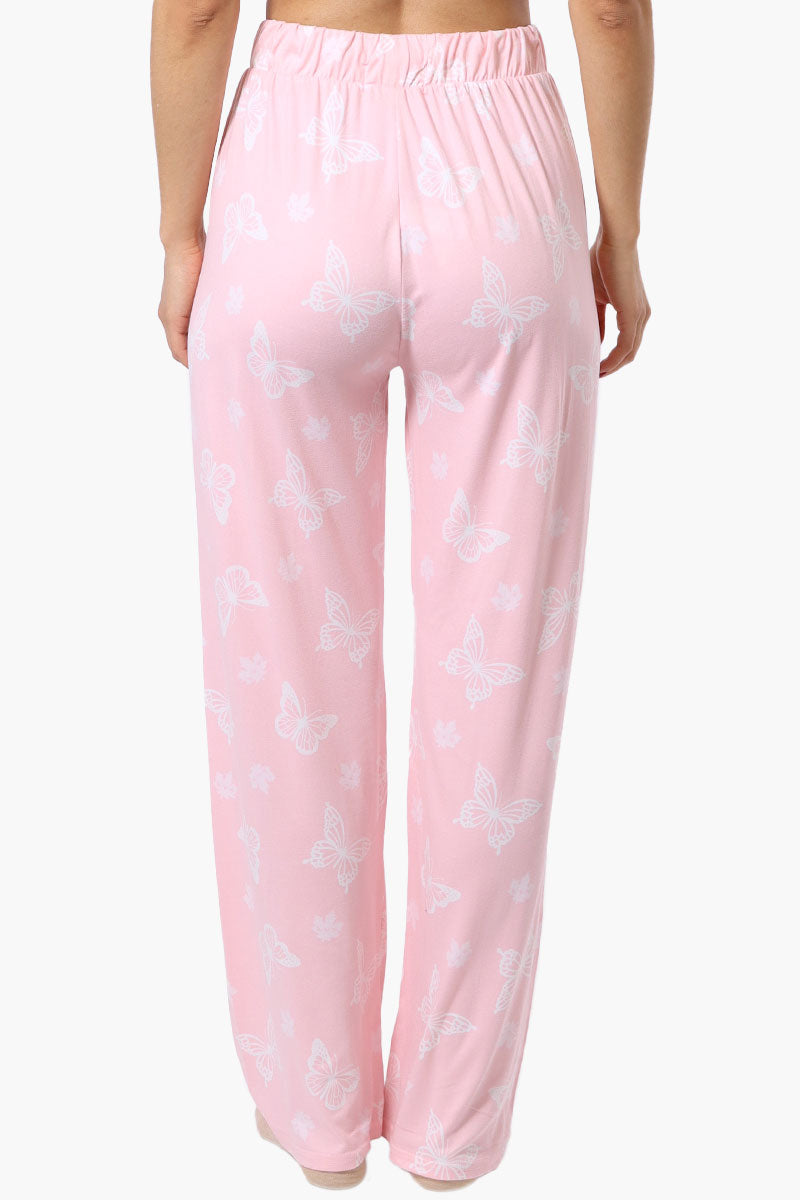 Canada Weather Gear Butterfly Pattern Wide Leg Pajama Pants - Pink - Womens Pajamas - Canada Weather Gear