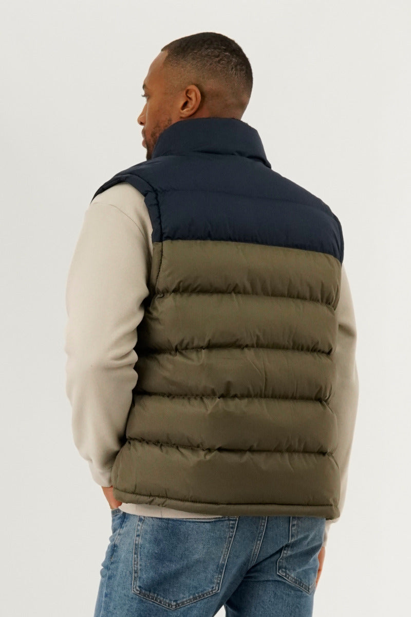 Canada Weather Gear Colour Block Puffer Vest - Olive - Mens Vests - Canada Weather Gear