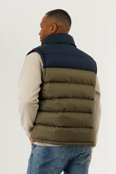 Canada Weather Gear Colour Block Puffer Vest - Olive - Mens Vests - Canada Weather Gear
