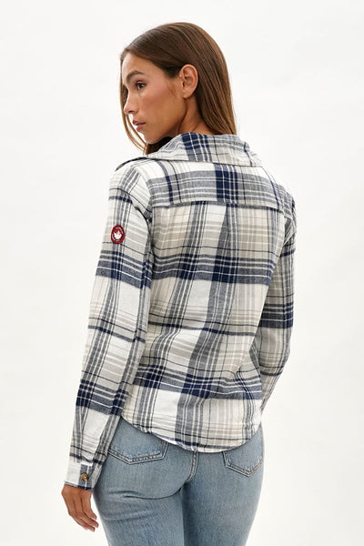 Canada Weather Gear Button Up Flannel Shirt - Grey - Womens Shirts & Blouses - Canada Weather Gear