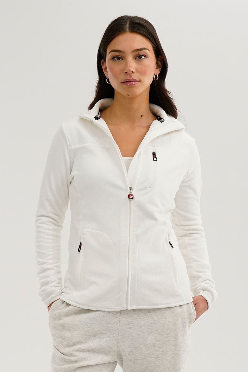 Canada Weather Gear Fleece Zip Up Lightweight Jacket - White - Womens Lightweight Jackets - Canada Weather Gear