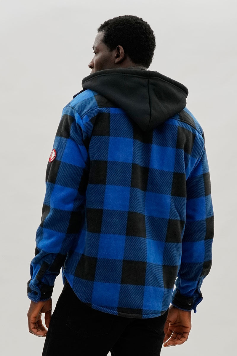 Plaid Sherpa Lined Lightweight Jacket - Blue