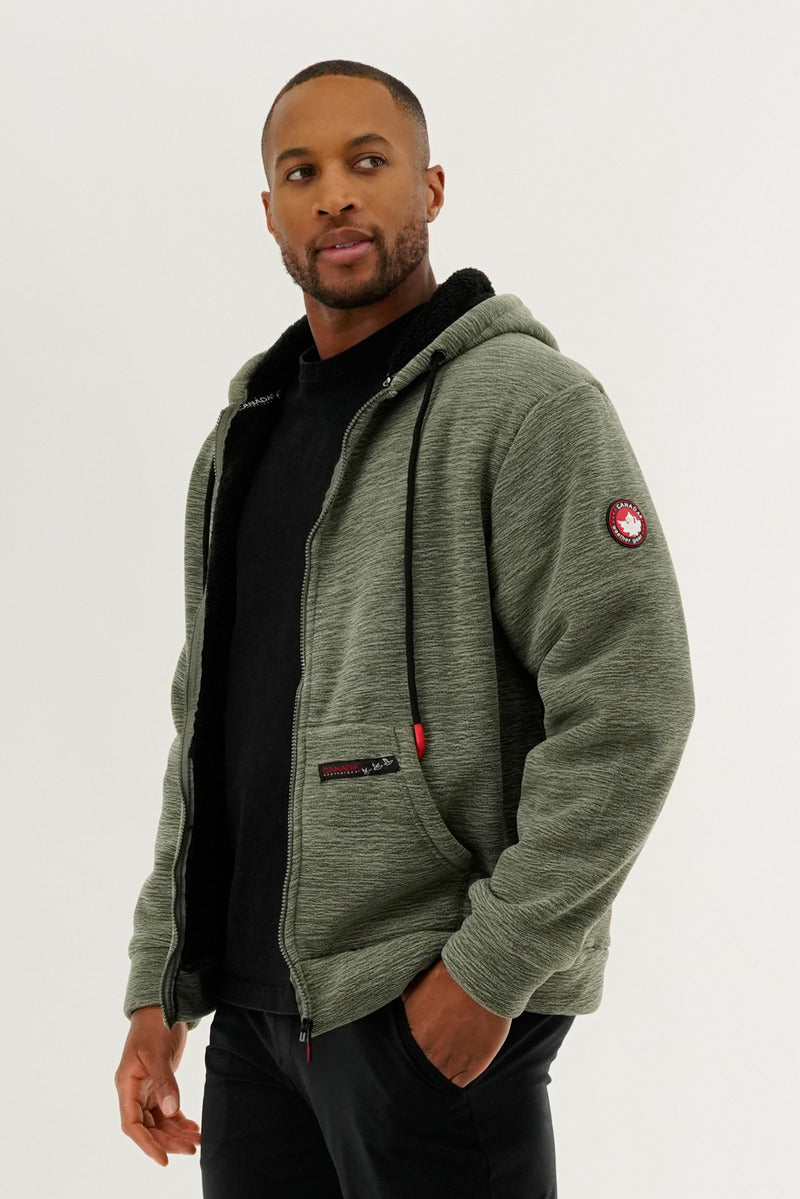 Canada Weather Gear Sherpa Lined Lightweight Jacket - Olive - Mens Lightweight Jackets - Canada Weather Gear