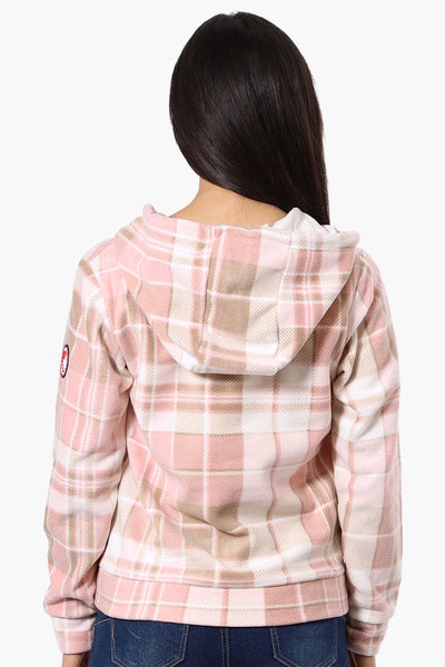 Canada Weather Gear Plaid Fleece Hoodie - Pink - Womens Hoodies & Sweatshirts - Canada Weather Gear