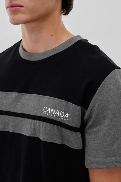 Canada Weather Gear Striped Colour Block Tee - Black - Mens Tees & Tank Tops - Canada Weather Gear