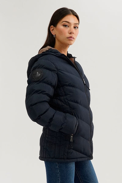Canada Weather Gear Chevron Quilted Bomber Jacket - Navy - Womens Bomber Jackets - Canada Weather Gear