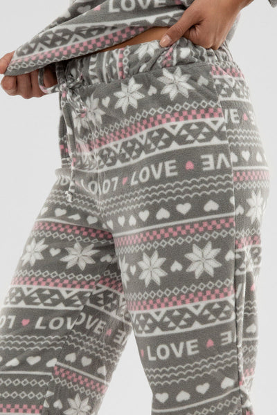 Canada Weather Gear Festive Print Wide Leg Pajama Pants - Grey - Womens Pajamas - Canada Weather Gear