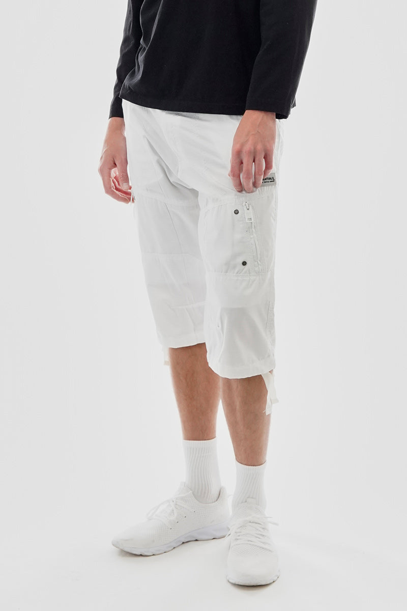 Essentials Super Triple Goose Striped Belted Cargo Shorts - White - Mens Shorts & Capris - Canada Weather Gear