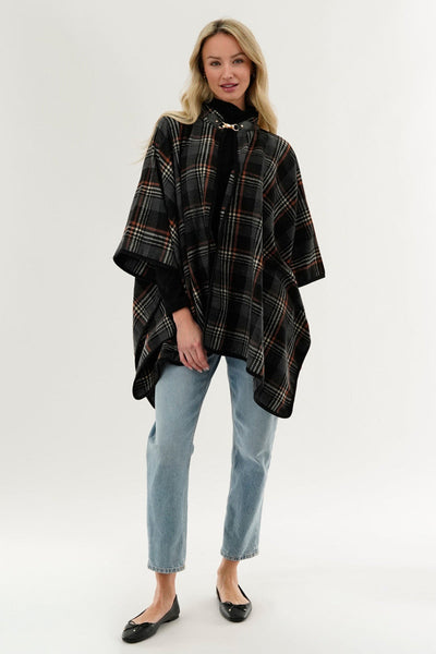 Canada Weather Gear Plaid Poncho - Black - Womens Ponchos - Canada Weather Gear