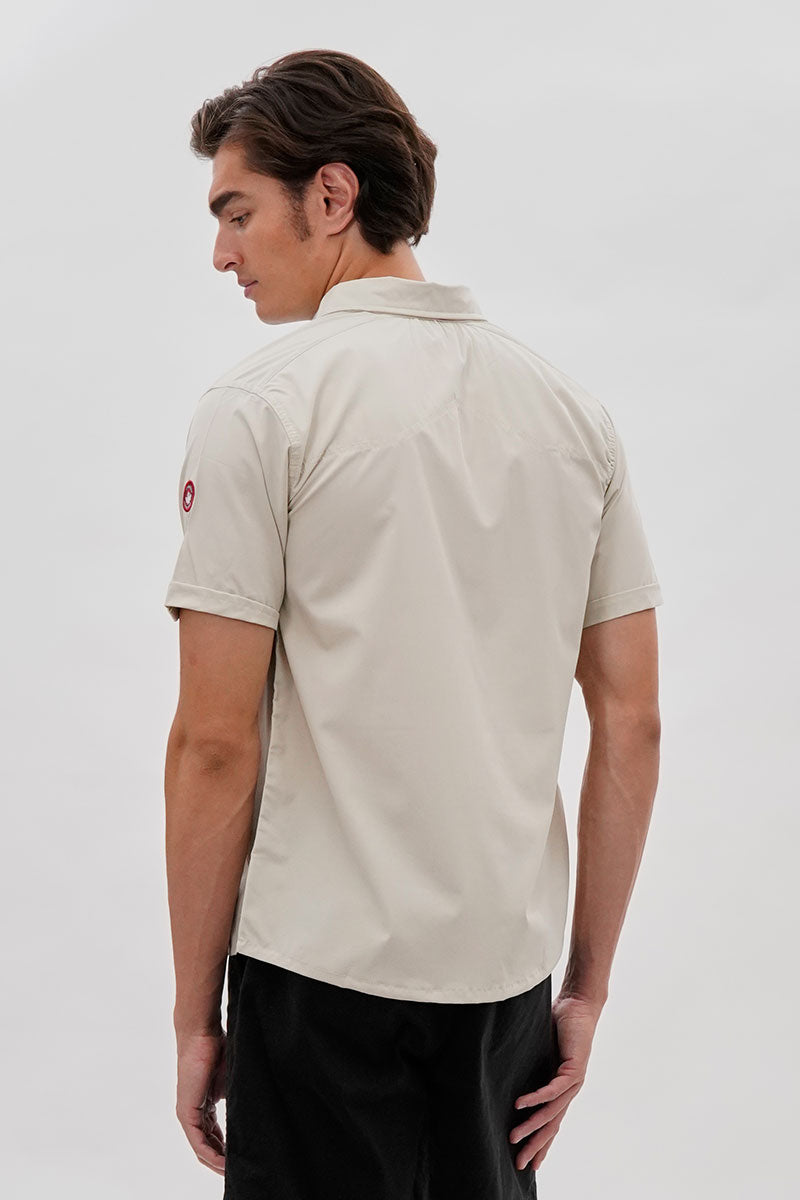 Canada Weather Gear Utility Short Sleeve Casual Shirt - Cream - Mens Casual Shirts - Canada Weather Gear