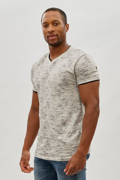 Canada Weather Gear Vintage Patterned V-Neck Tee - Stone - Mens Tees & Tank Tops - Canada Weather Gear