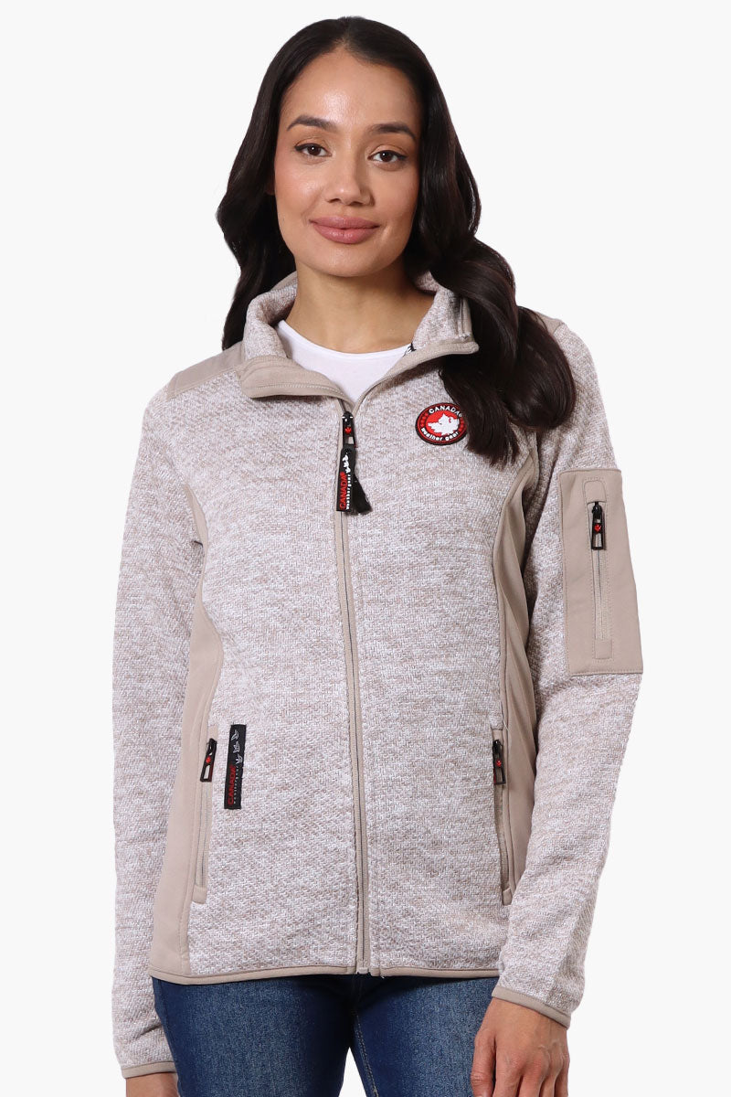 Canada Weather Gear Zip Up Sleeve Pocket Fleece Lightweight Jacket - Beige - Womens Lightweight Jackets - Canada Weather Gear