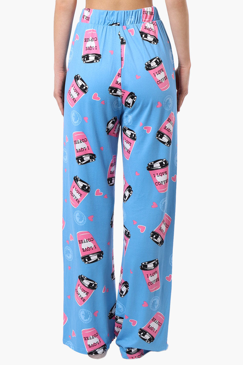 Canada Weather Gear Coffee Pattern Wide Leg Pajama Pants - Blue - Womens Pajamas - Canada Weather Gear