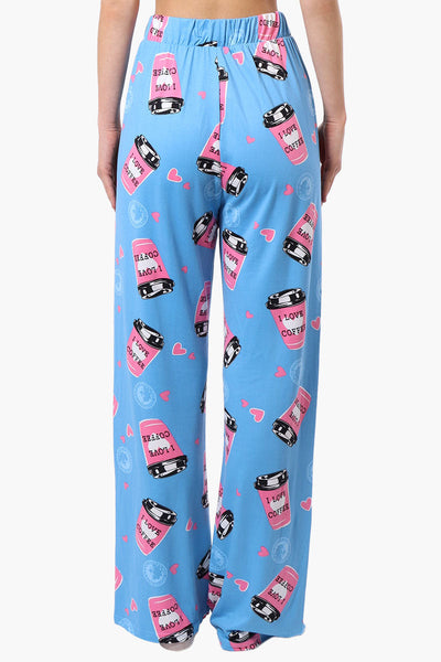 Canada Weather Gear Coffee Pattern Wide Leg Pajama Pants - Blue - Womens Pajamas - Canada Weather Gear