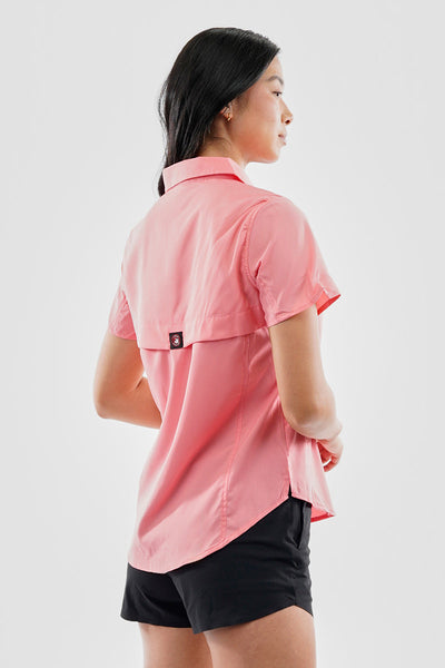 Canada Weather Gear Solid Short Sleeve Button Up Shirt - Pink - Womens Shirts & Blouses - Canada Weather Gear