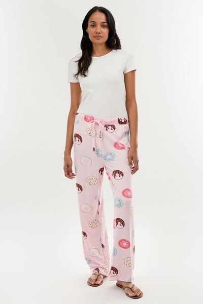 Canada Weather Gear Doughnut Print Wide Leg Pajama Pants - Pink - Womens Pajamas - Canada Weather Gear