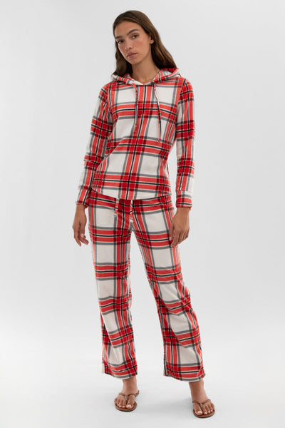 Canada Weather Gear Plaid Wide Leg Pajama Pants - White - Womens Pajamas - Canada Weather Gear