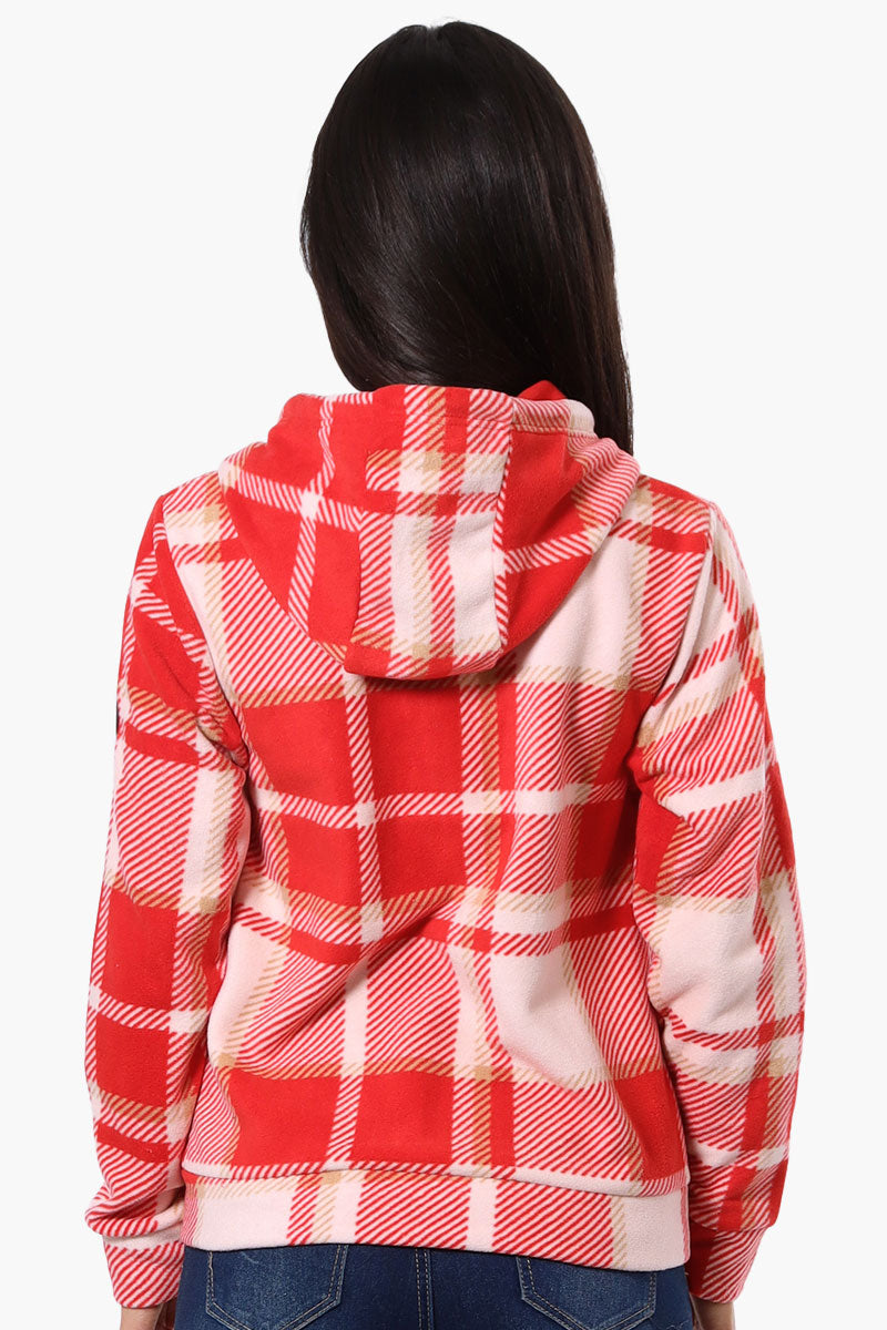 Canada Weather Gear Plaid Fleece Hoodie - Red - Womens Hoodies & Sweatshirts - Canada Weather Gear