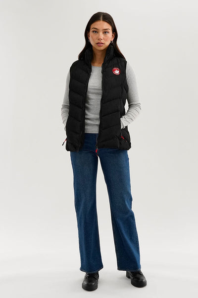 Canada Weather Gear Chevron Bubble Vest - Black - Womens Vests - Canada Weather Gear