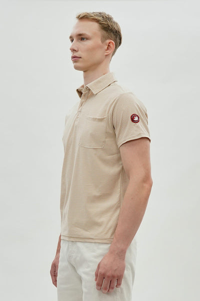 Canada Weather Gear Striped Polo Shirt - Beige