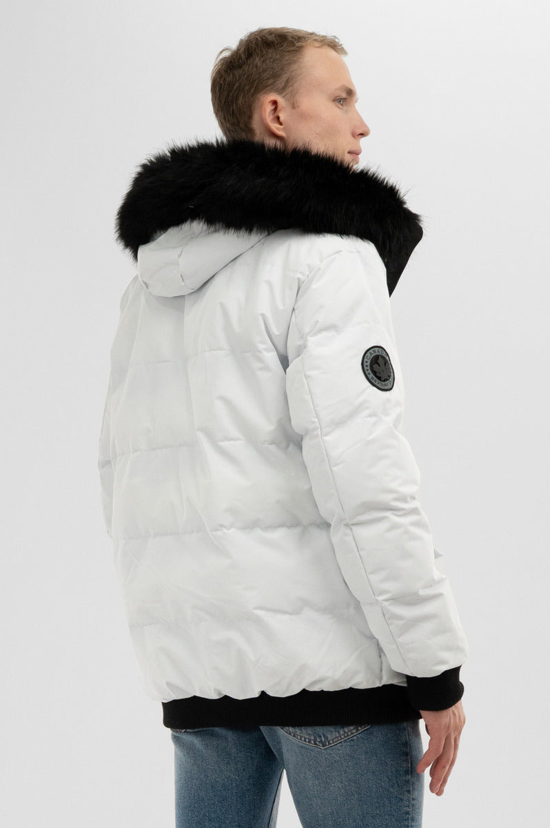 Canada Weather Gear Faux Fur Trim Bomber Jacket - White
