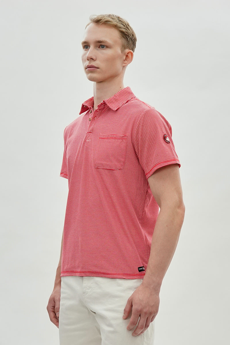 Canada Weather Gear Striped Polo Shirt - Red