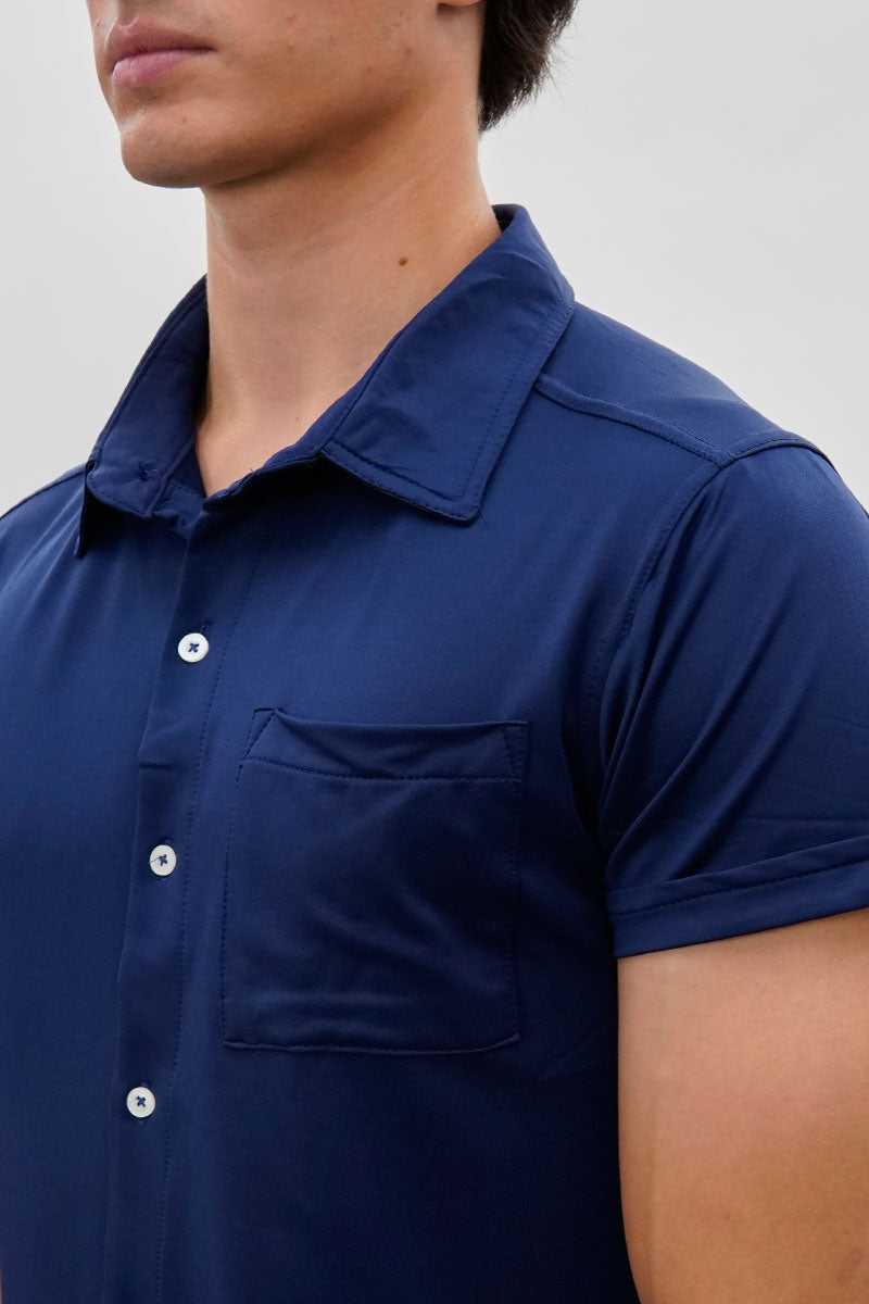 Canada Weather Gear Travel Collection Classic Short Sleeve Casual Shirt - Navy - Mens Casual Shirts - Canada Weather Gear