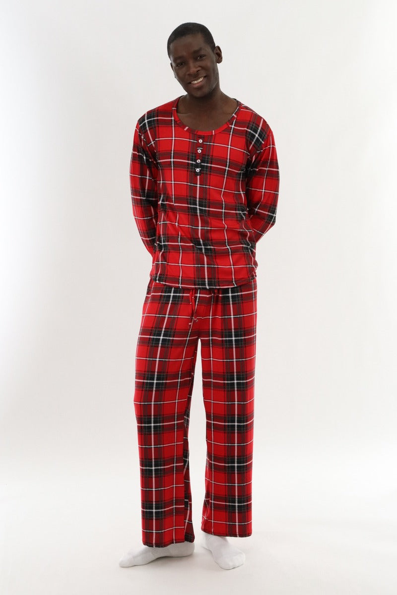Canada Weather Gear Long Sleeve Printed Pajama Top - Red - Mens Pajamas - Canada Weather Gear