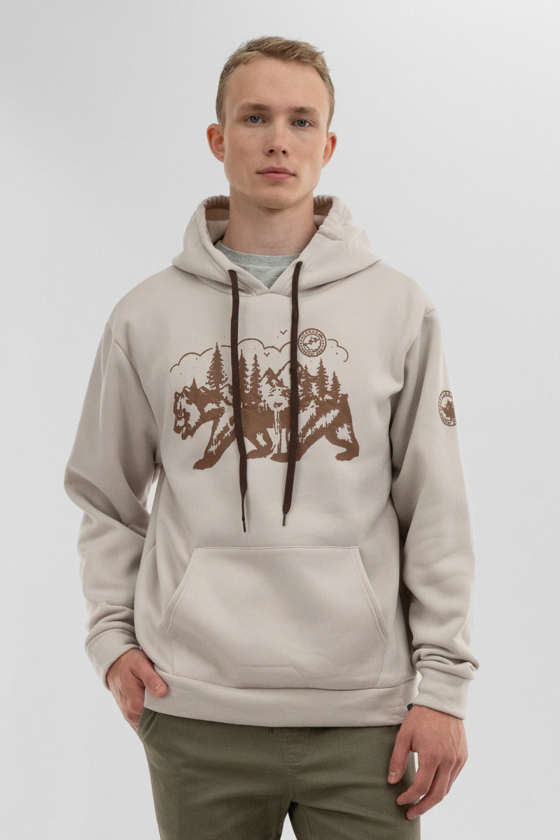 Canada Weather Gear Forest Print Hoodie - Cream - Mens Hoodies & Sweatshirts - Canada Weather Gear