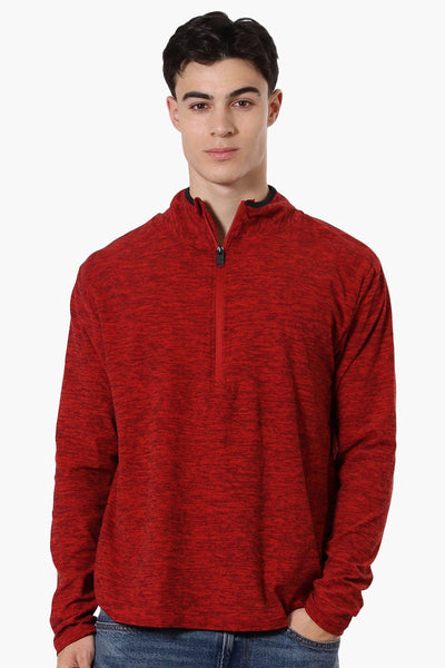 Canada Weather Gear Basic 1/4 Zip Long Sleeve Top - Red - Mens Long Sleeve Tops - Canada Weather Gear