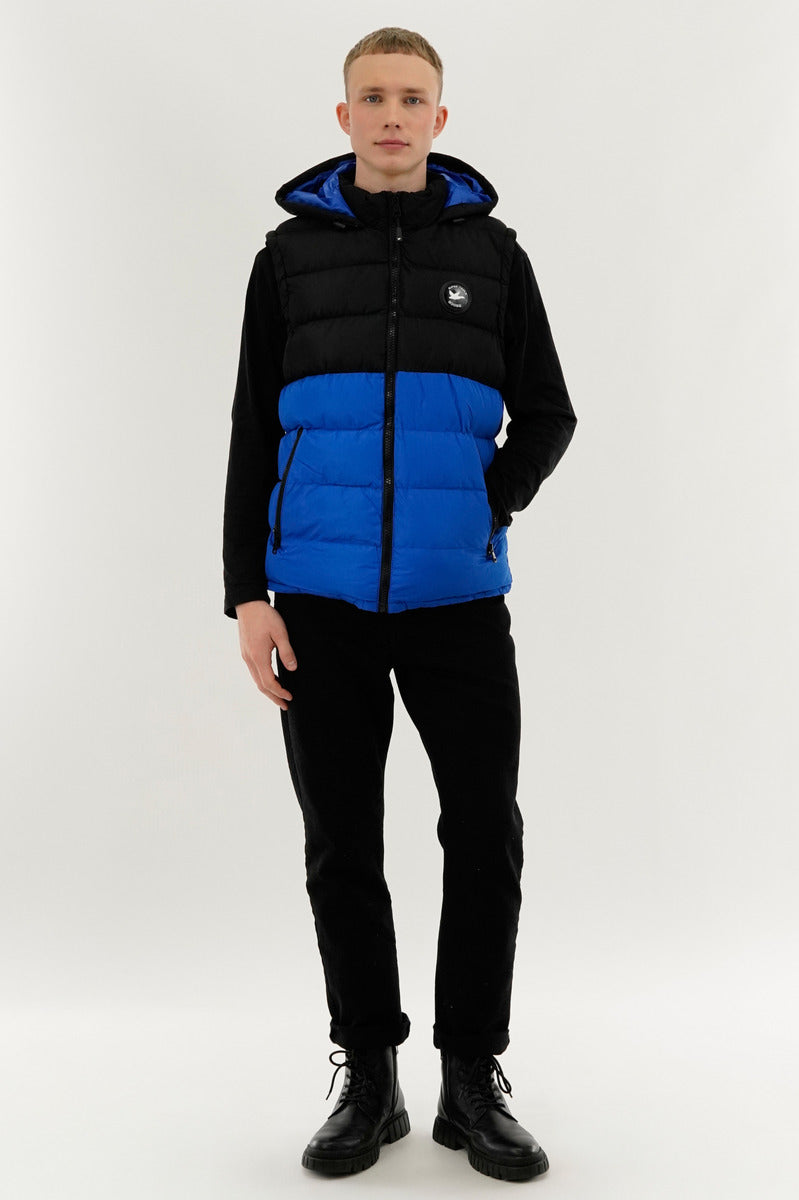Super Triple Goose Colour Block Hooded Vest - Blue - Mens Vests - Canada Weather Gear