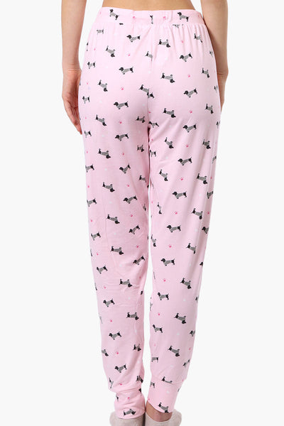 Canada Weather Gear Dachshund Pattern Tie Waist Pajama Pants - Pink - Womens Pajamas - Canada Weather Gear