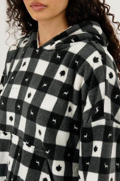 Canada Weather Gear Plaid Oversided Hooded Pajama Top - Black - Womens Pajamas - Canada Weather Gear