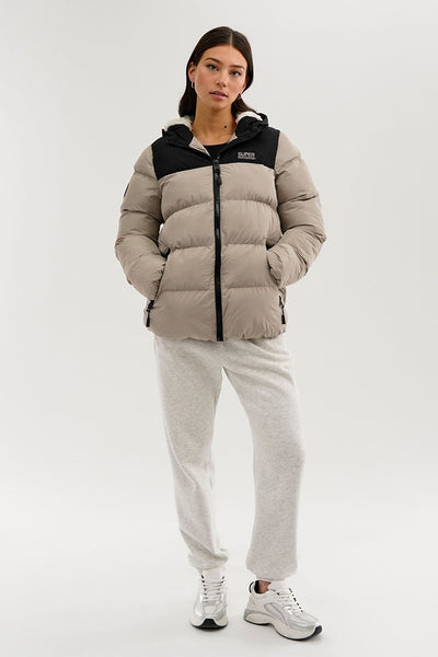 Super Triple Goose Colour Block Bomber Jacket - Beige - Womens Bomber Jackets - Canada Weather Gear