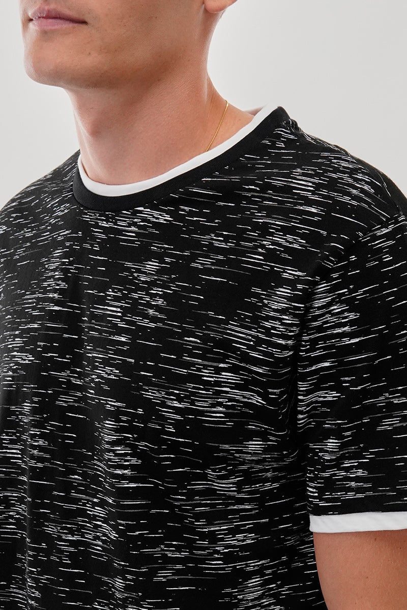Canada Weather Gear Vintage Patterned Crewneck Tee - Black - Mens Tees & Tank Tops - Canada Weather Gear