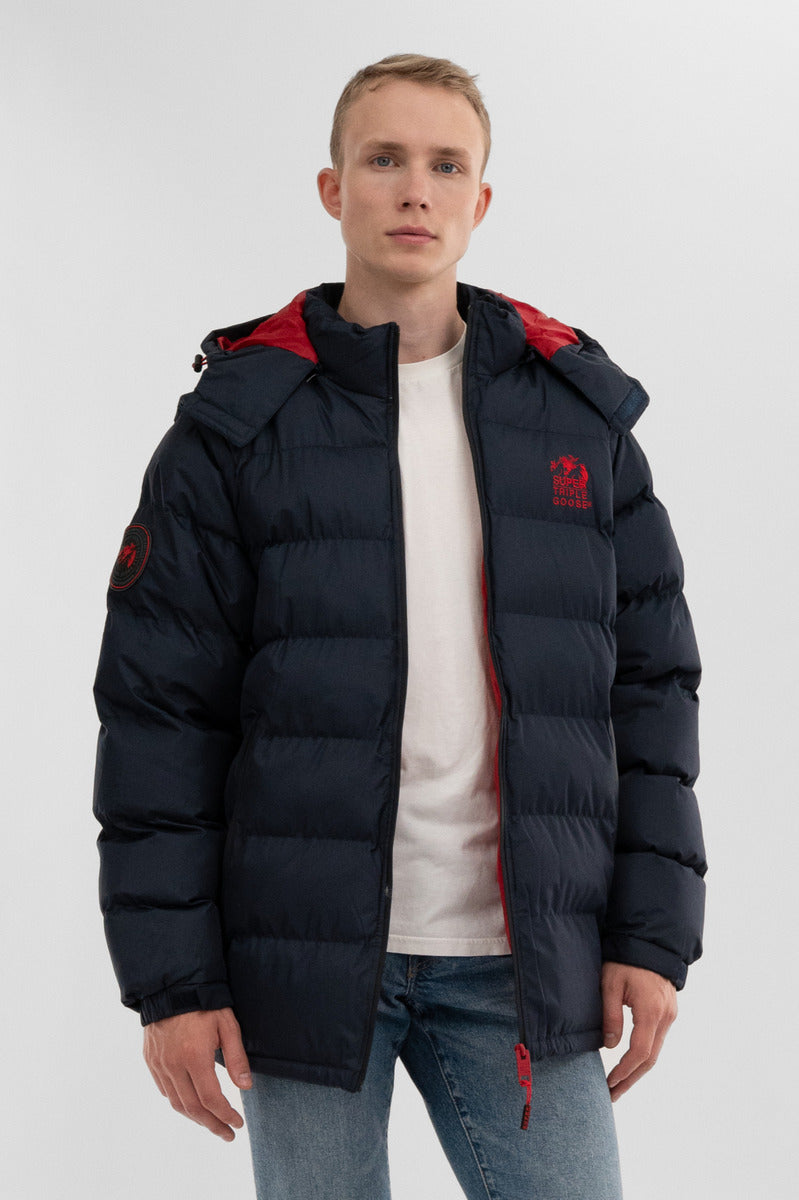Super Triple Goose Zip Off Sleeve Bomber Jacket - Navy